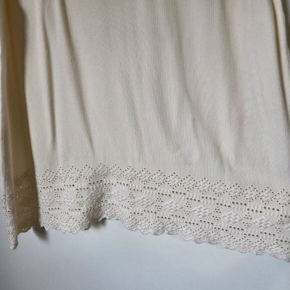 EUC GAP CREAM BOHO SCOOP NECK EMBROIDERED EDGE TANK TOP SIZE L - Picture 6 of 14